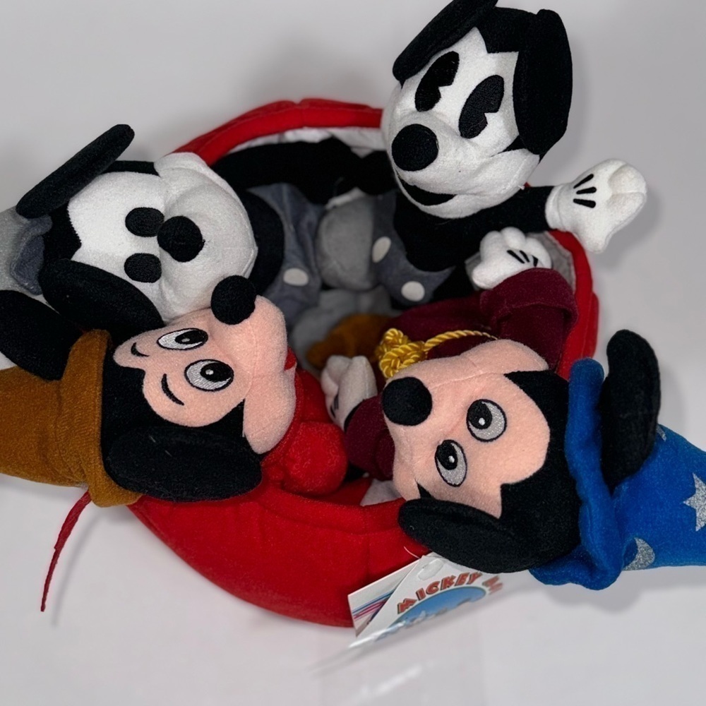 Disney Store Mickey Mouse Plush Bean Bag Set NWT 70th Anniversary